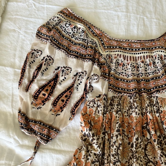 Free People orange paisley Boho Tunic top - Picture 2 of 8